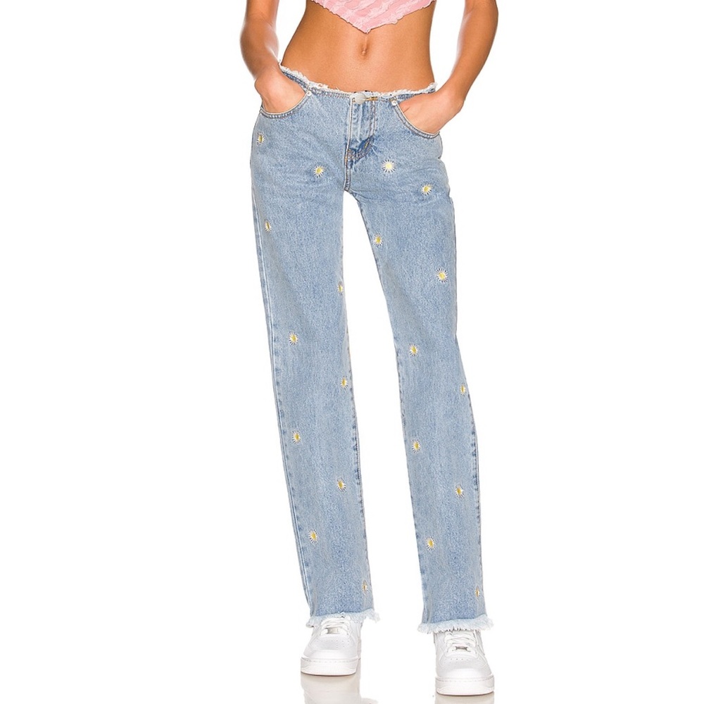 MORE TO COME Daisy Distressed Low Rise Jeans
